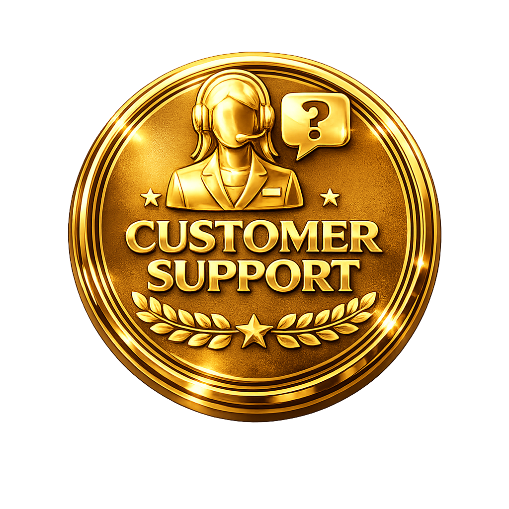 customer support logo png gold 3d button